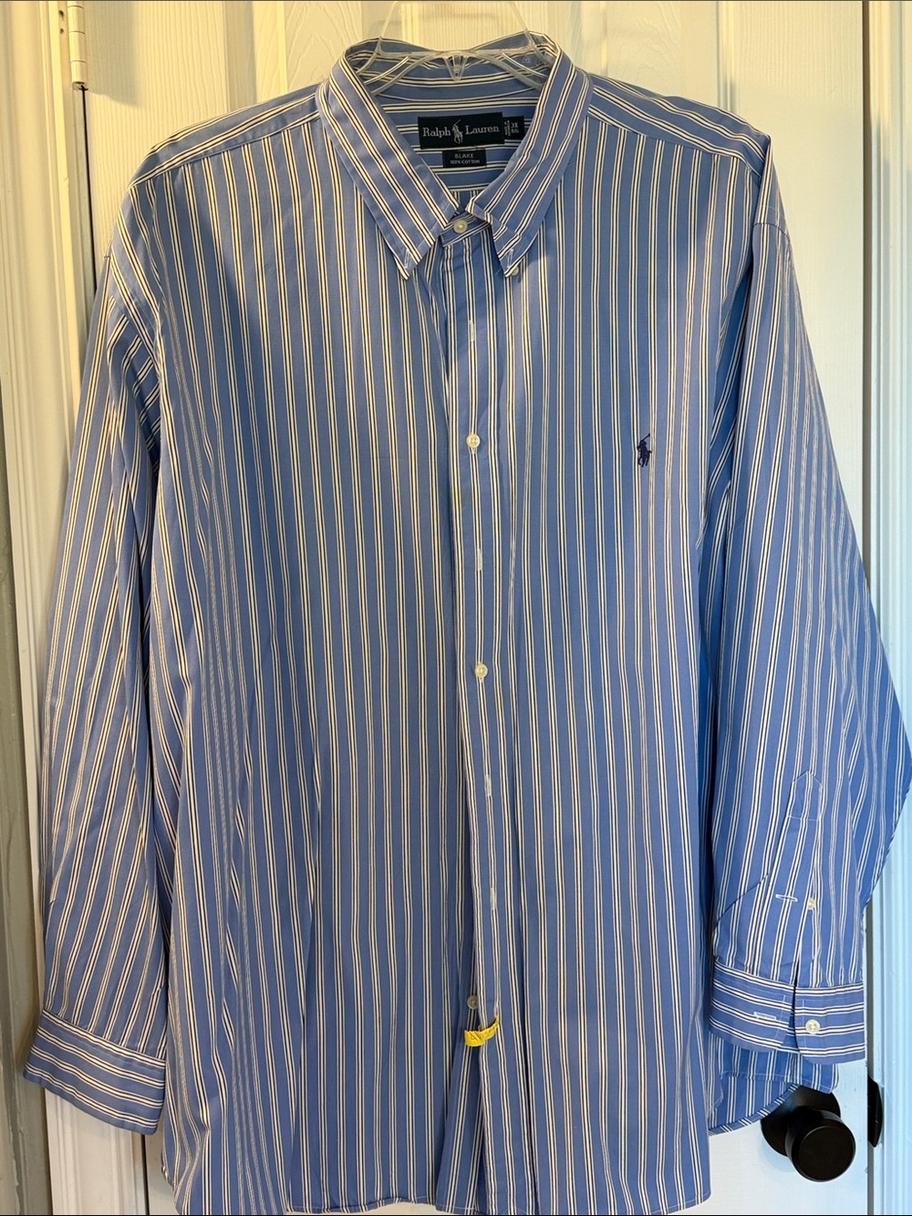 Ralph Lauren Blue and White Striped Button-Down Dress Shirt 3X